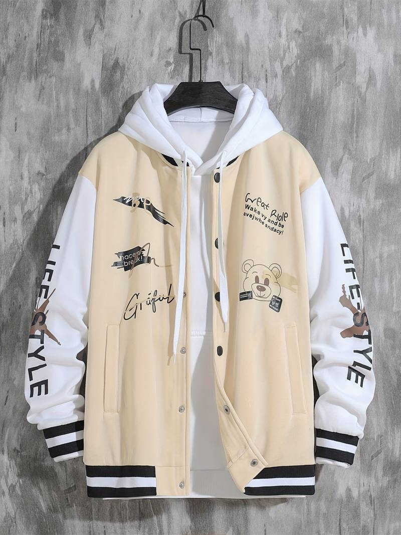 "Grateful Bear Varsity Jacket featuring premium quality materials, classic design, and reinforced stitching for durability."