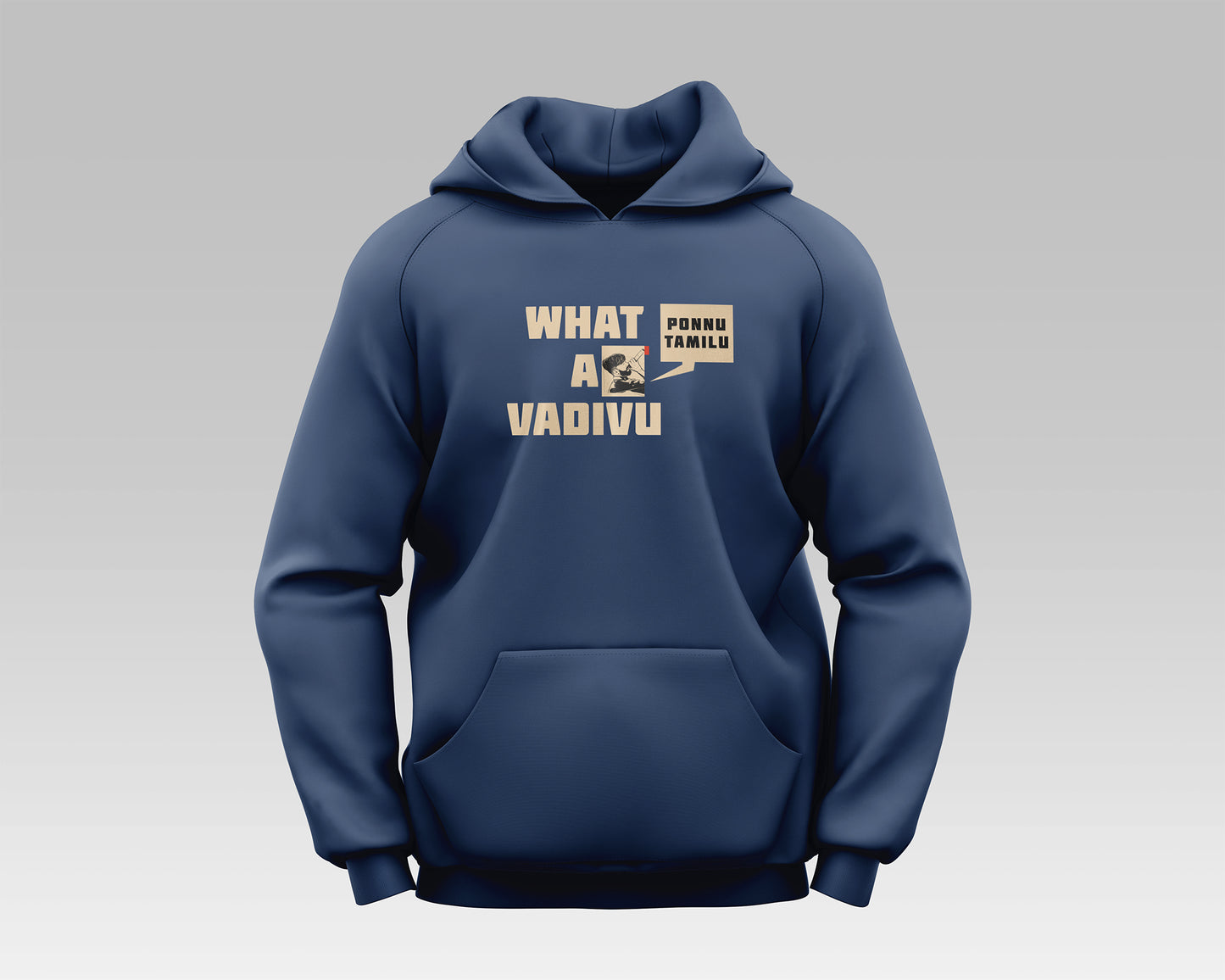 "WHAT A VADIVU HOODIE featuring a vibrant and unique design, showcasing bold colors and a stylish, comfortable fit for everyday wear."
