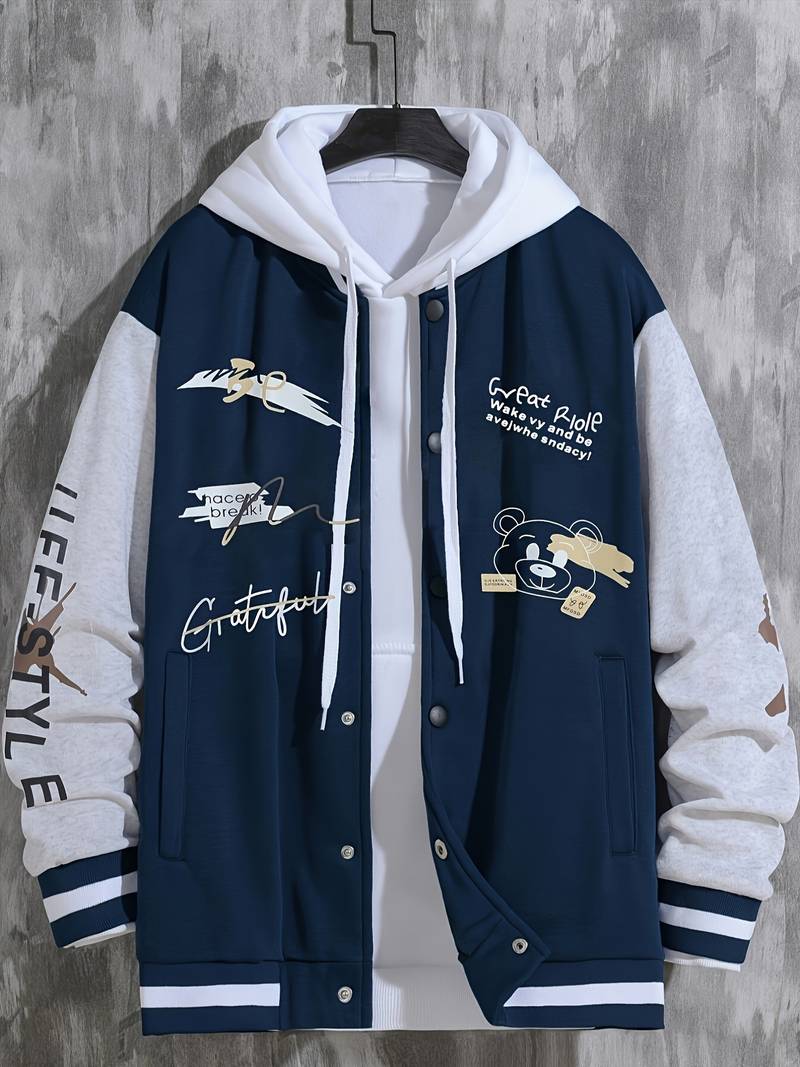 "Grateful Bear Varsity Jacket featuring premium quality materials, classic design, and reinforced stitching for durability."