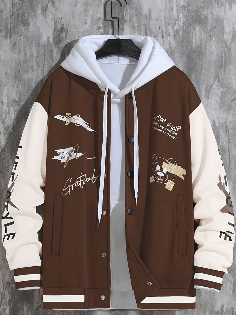 "Grateful Bear Varsity Jacket featuring premium quality materials, classic design, and reinforced stitching for durability."