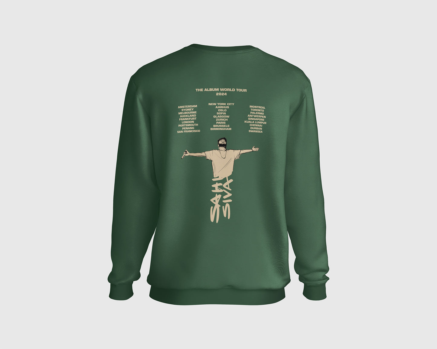 "SS024 World Tour Sweatshirt featuring a bold travel-inspired design, made with premium materials for comfort and style."