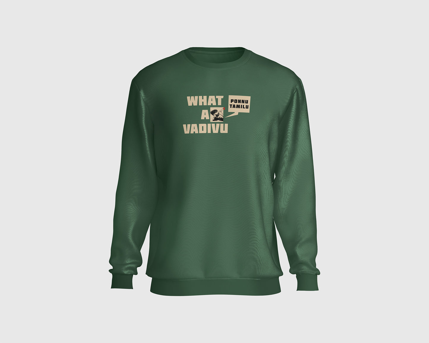"WHAT A VADIVU SWEATSHIRT featuring a bold and unique design, crafted from high-quality materials for ultimate comfort and style. Perfect for casual wear and making a fashion statement."