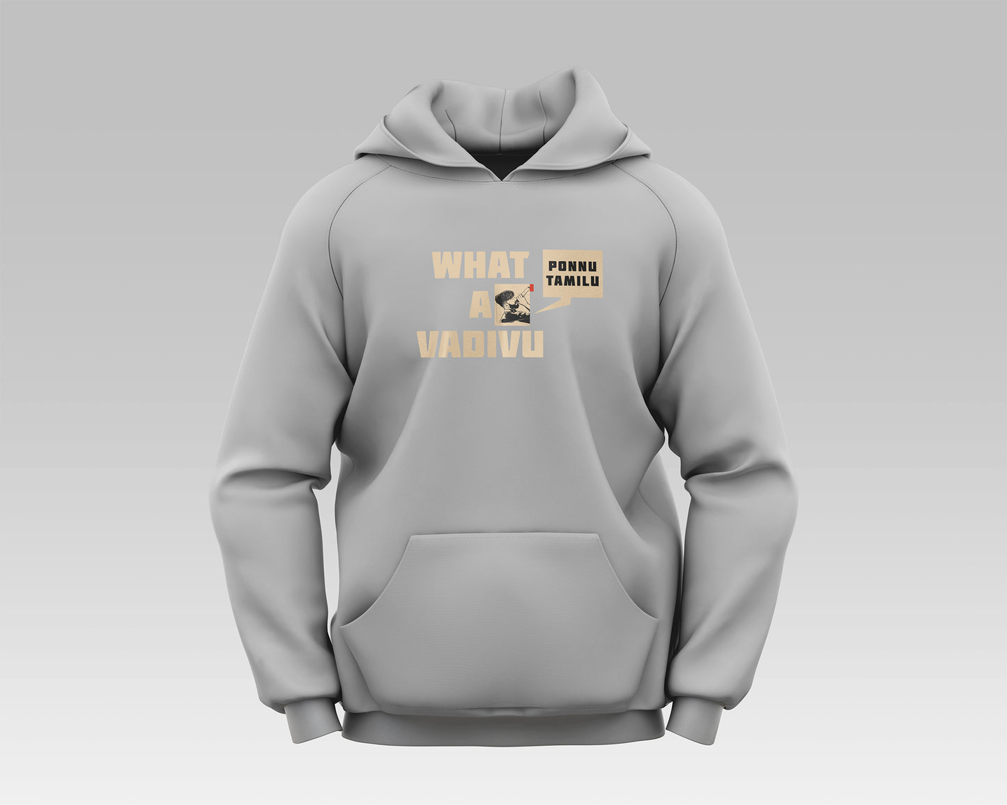 "WHAT A VADIVU HOODIE featuring a vibrant and unique design, showcasing bold colors and a stylish, comfortable fit for everyday wear."