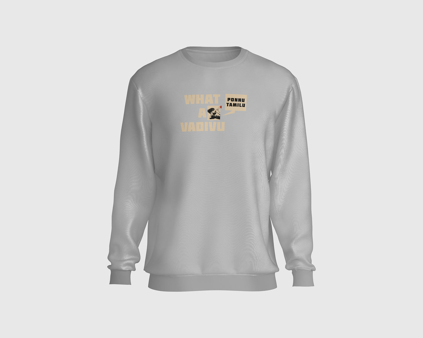 "WHAT A VADIVU SWEATSHIRT featuring a bold and unique design, crafted from high-quality materials for ultimate comfort and style. Perfect for casual wear and making a fashion statement."