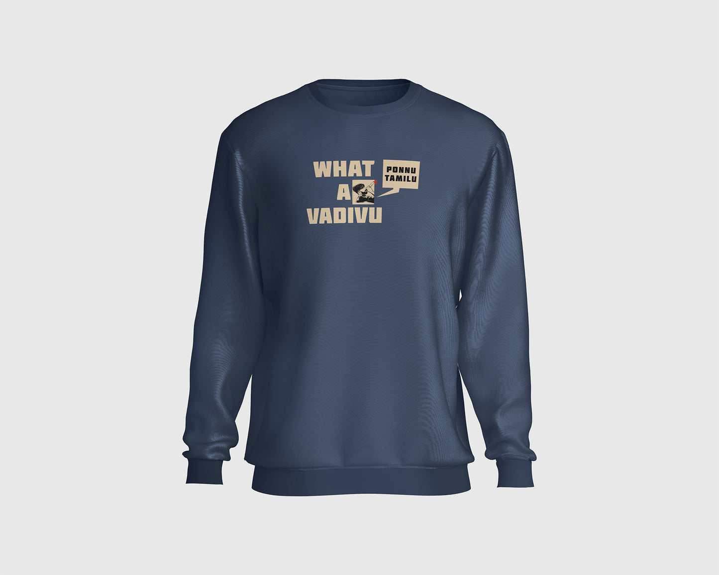 "WHAT A VADIVU SWEATSHIRT featuring a bold and unique design, crafted from high-quality materials for ultimate comfort and style. Perfect for casual wear and making a fashion statement."
