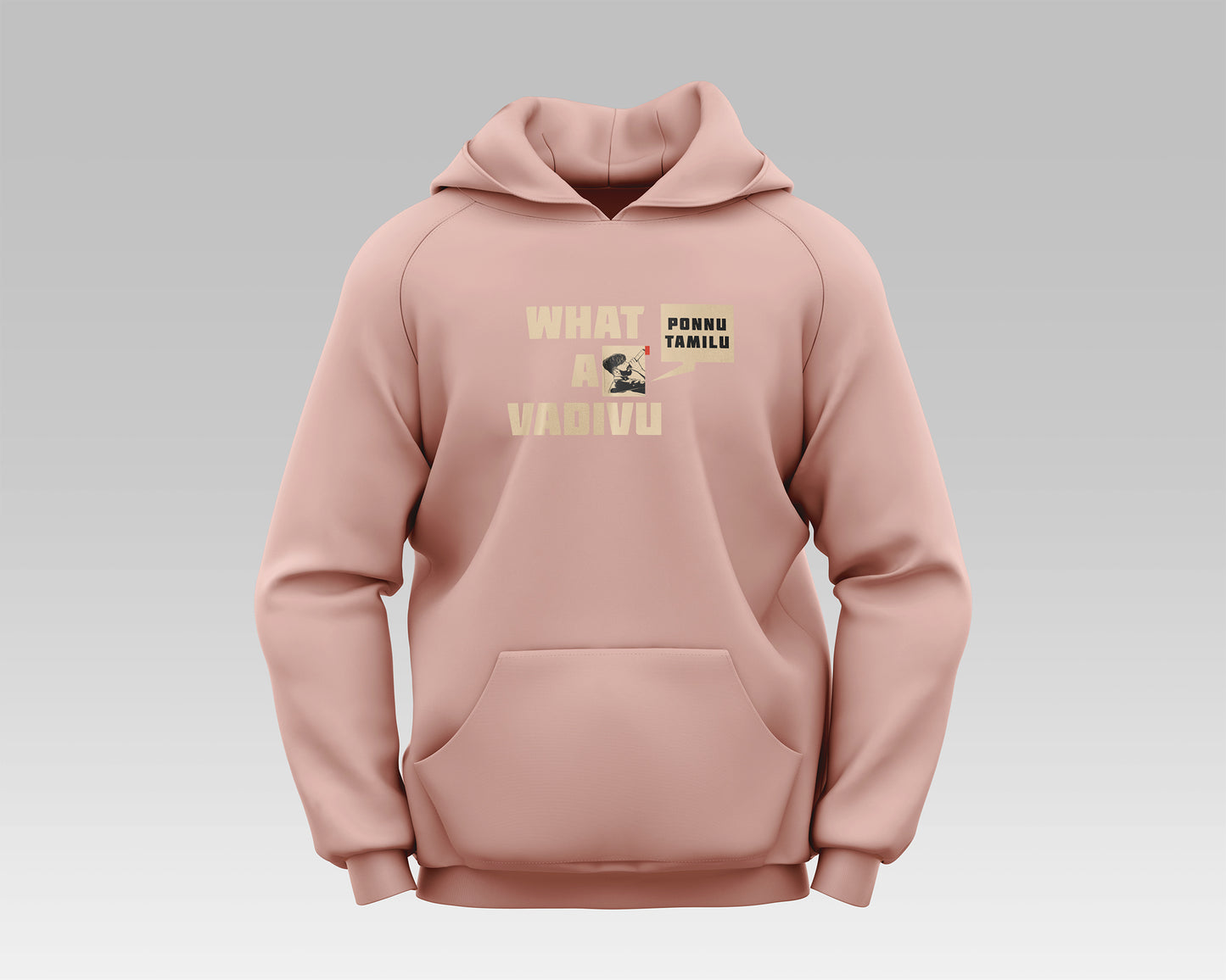 "WHAT A VADIVU HOODIE featuring a vibrant and unique design, showcasing bold colors and a stylish, comfortable fit for everyday wear."