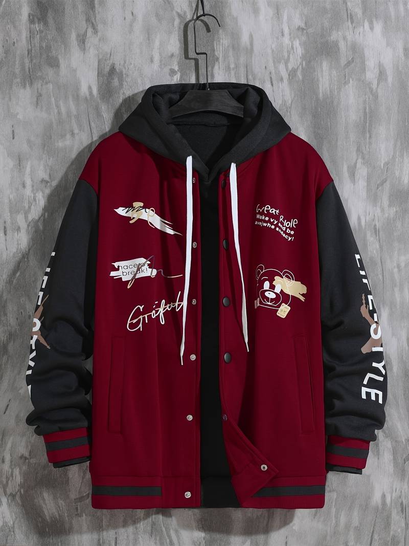 "Grateful Bear Varsity Jacket featuring premium quality materials, classic design, and reinforced stitching for durability."