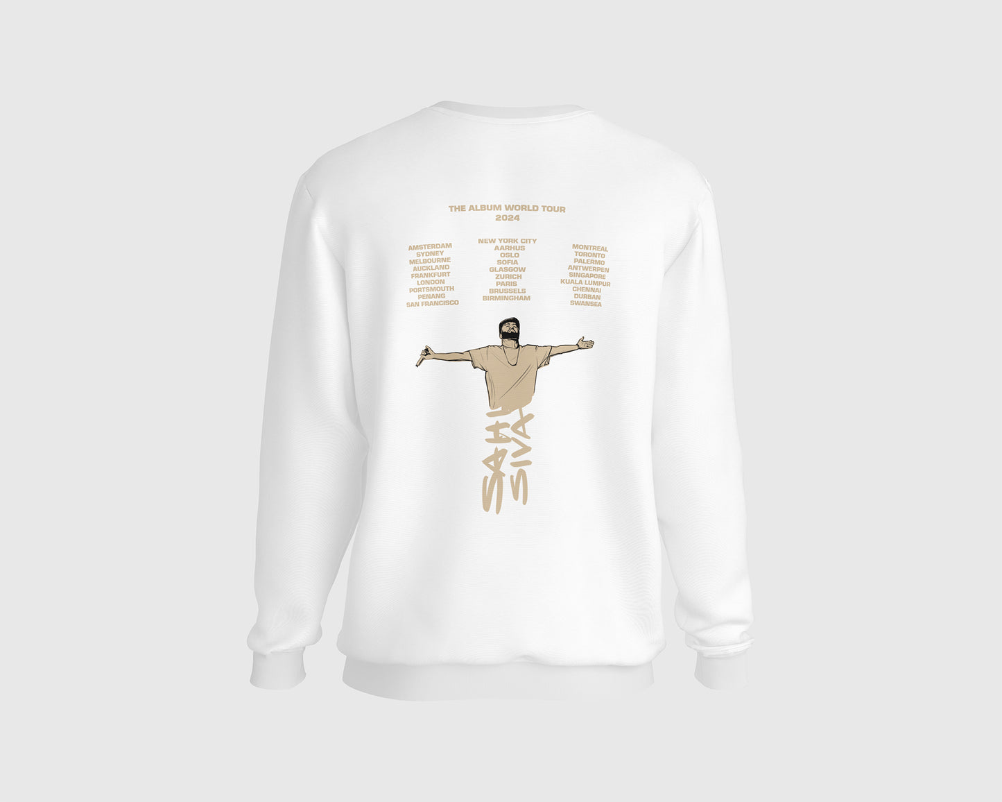 "SS024 World Tour Sweatshirt featuring a bold travel-inspired design, made with premium materials for comfort and style."