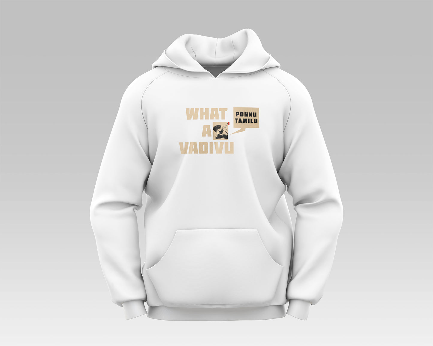 "WHAT A VADIVU HOODIE featuring a vibrant and unique design, showcasing bold colors and a stylish, comfortable fit for everyday wear."