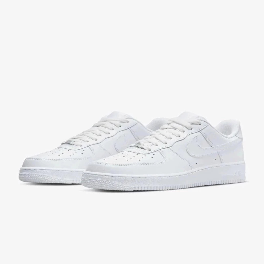 "Nike Air Force 1 '07 sneakers with durably stitched overlays and sleek design, featuring a clean, bold look and comfortable cushioned sole."