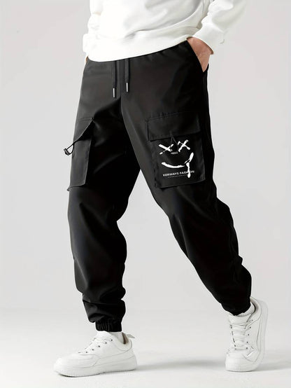 "Smile Print Cargo Pants featuring a unique smile-pattern design, high-quality fabric, and durable construction for a stylish and functional look."