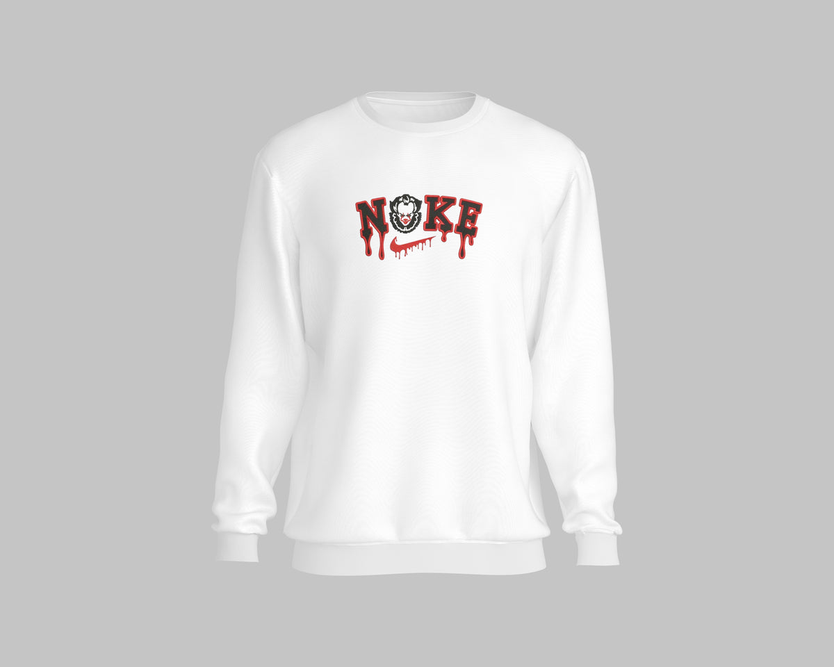 "Limited Edition Nike X Pennywise Sweatshirt featuring horror-inspired design elements, cozy fit, and premium fabric for comfort and style"