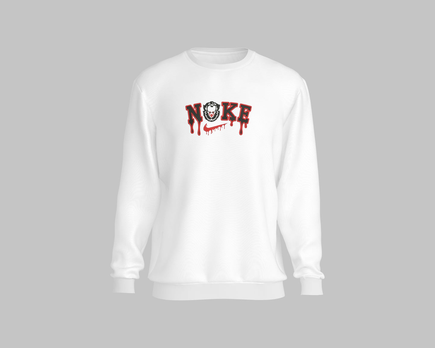 "Limited Edition Nike X Pennywise Sweatshirt featuring horror-inspired design elements, cozy fit, and premium fabric for comfort and style"